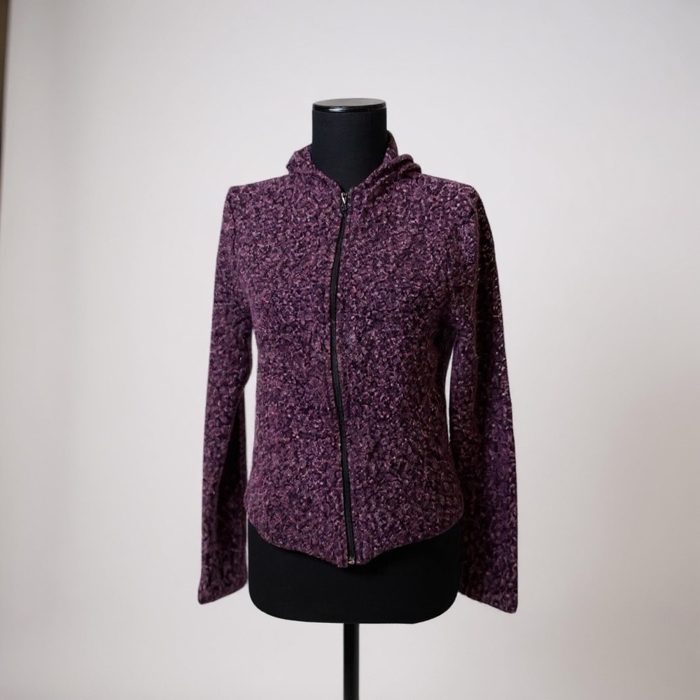 Vtg Angel Tattoo Purple Acrylic Blend Zip Up Hoodie